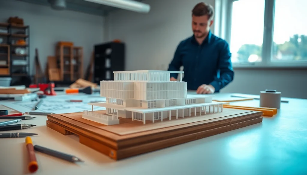 Impression des architekturmodellbau Magdeburg durch einen professionellen Modellbauer bei der Arbeit.