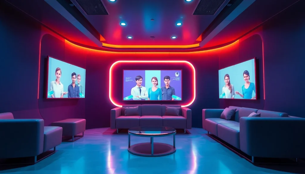 Engaging AI sex interaction space showcasing modern avatars and ambient lighting