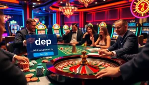 Adegan kasino yang menarik dengan pemain bertaruh menggunakan depo 5k sebagai deposit minimum di meja.