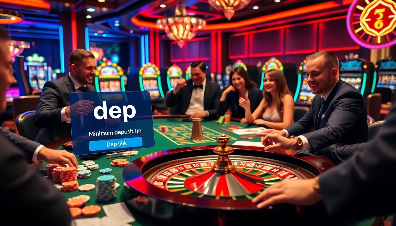 Adegan kasino yang menarik dengan pemain bertaruh menggunakan depo 5k sebagai deposit minimum di meja.