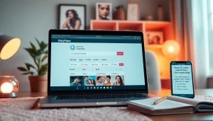 How to search OnlyFans interface on a laptop screen with vibrant filters and user-friendly design