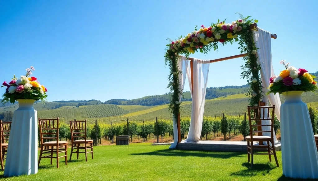 Couple celebrating their love at Clarksburg Wedding Venues surrounded by vineyards