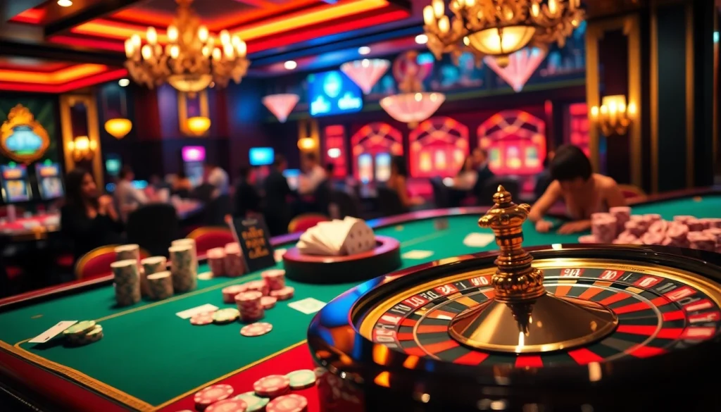Experience thrilling gameplay with html porn games at an elegant casino table filled with vibrant poker chips.