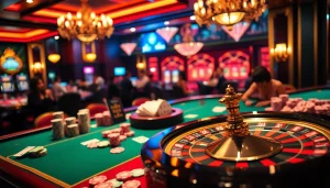 Experience thrilling gameplay with html porn games at an elegant casino table filled with vibrant poker chips.