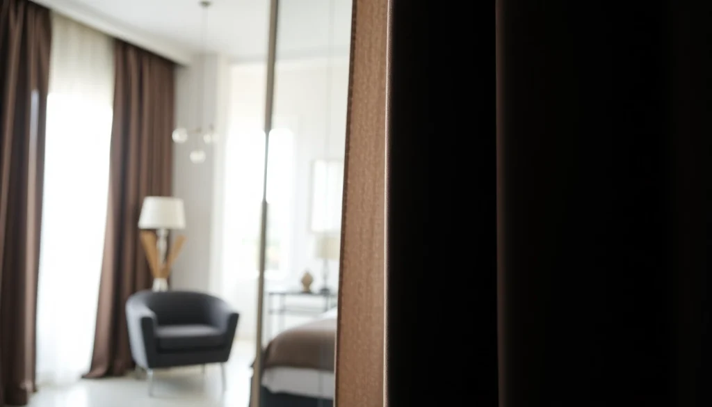 Verduisterende gordijnen in een stijlvolle slaapkamer creëren een comfortabele en verduisterende sfeer.