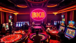 Experience excitement at BK8 casino with vibrant tables, chips, and thrilling games.