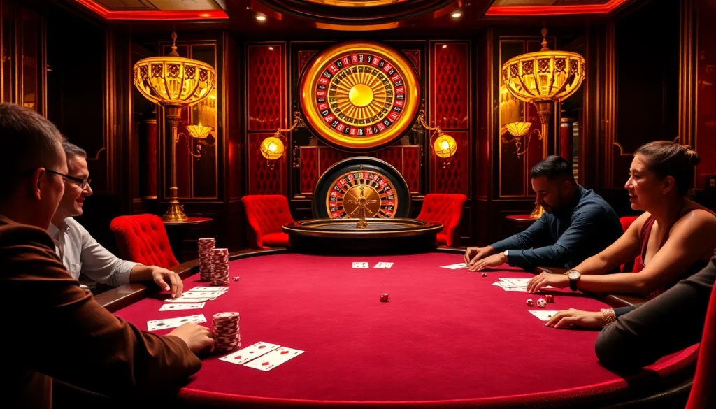 A vibrant poker scene at xin88hv.club showcasing players, chips, and cards in action.