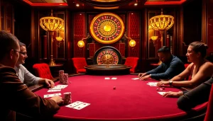 A vibrant poker scene at xin88hv.club showcasing players, chips, and cards in action.