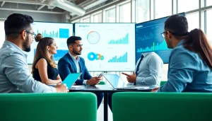 Visualize b2b competitive intelligence in action through a strategic business meeting.