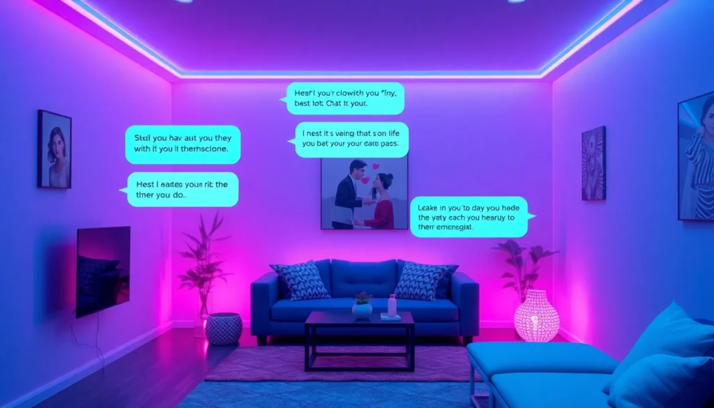 Engaging NSFW AI chatbot interface design with vibrant colors and modern tech ambiance.