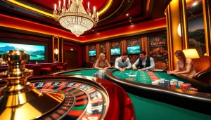 Découvrez l'excitation du casino en ligne français avec une action de roulette dynamique et des éléments de jeu vibrants.