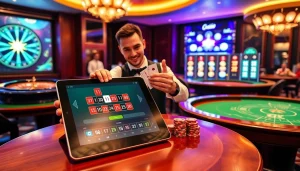 Découvrez le luxe du jeu dans un casino en ligne français avec des tables de roulette et de poker vibrantes.