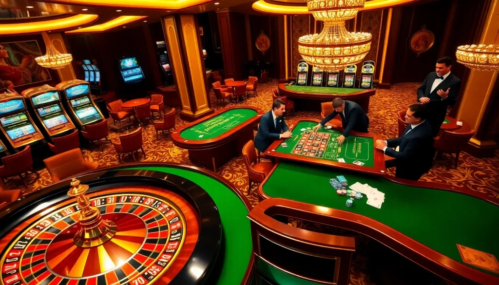 Vivez l'excitation du casino en ligne français avec des tables élégantes et des joueurs enthousiastes.