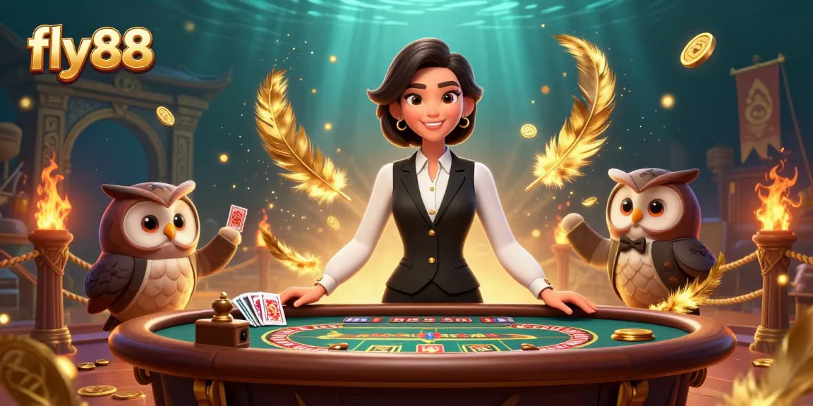 Experience thrilling baccarat and roulette action at fly88's luxurious casino scene.