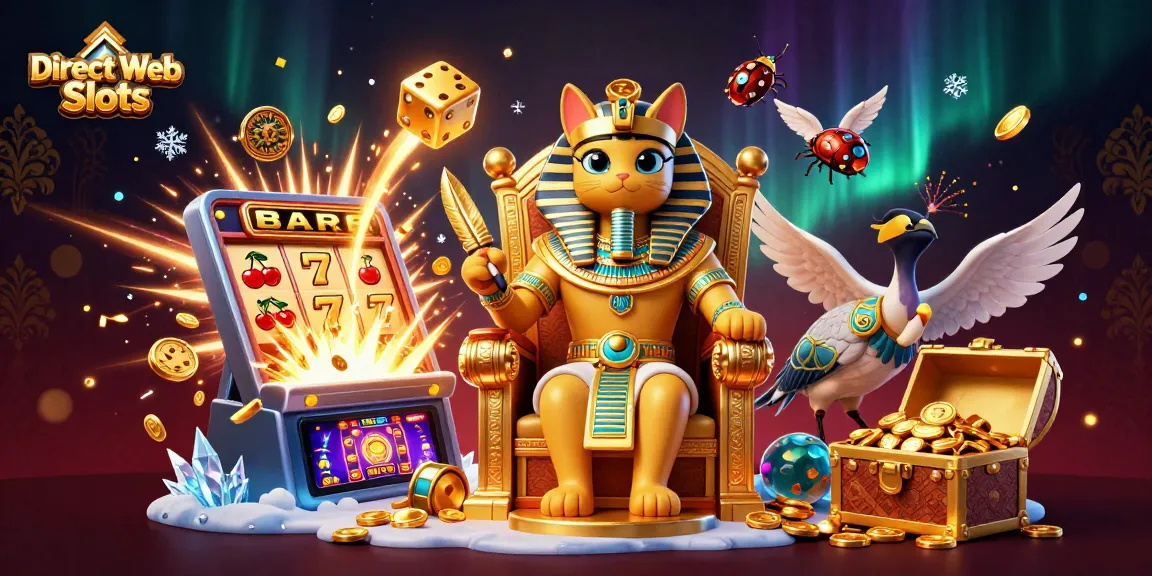 Experience thrilling Direct Web Slots with vibrant characters and dynamic gaming elements in a rich casino scene.
