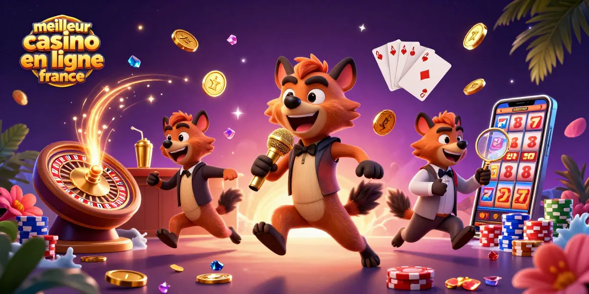 Découvrez le meilleur casino en ligne en France avec des hyènes animées jouant dans un club de casino comique.
