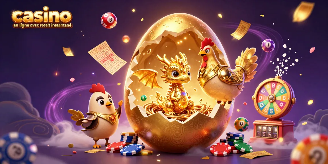 Casino en ligne avec retrait instantané, dragon doré sur des jetons de poker avec des éléments de loterie dynamiques.
