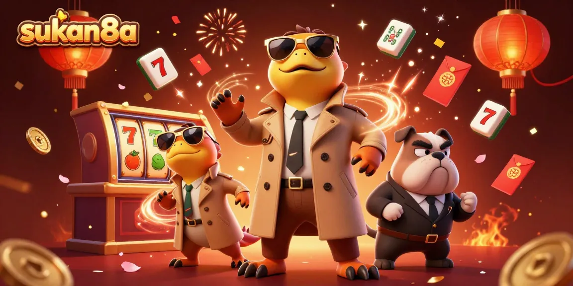 Experience the excitement at sukan8a casino lounge with playful raptors in a trench coat.