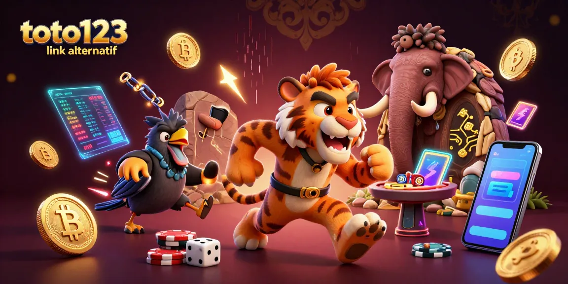 Experience the excitement of toto123 link alternatif with a colorful prehistoric casino scene featuring rich gaming elements.