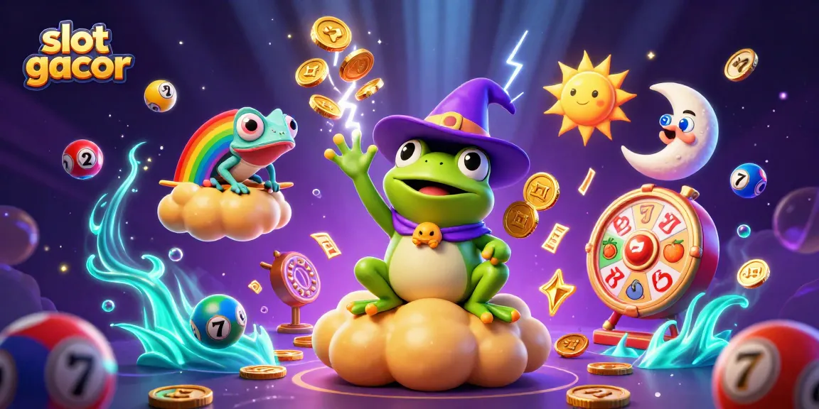 Win big with slot gacor amidst gold coins, colorful balls, and dynamic casino elements.