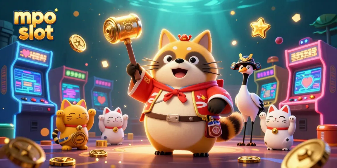 Spin reels in mpo slot for exciting wins, featuring colorful characters in a vibrant casino setting.