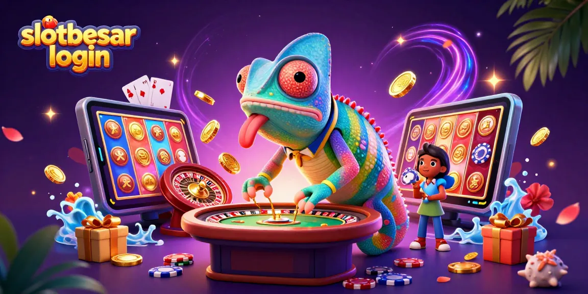 Immerse in the excitement of slotbesar login with dynamic characters and vibrant gaming elements.