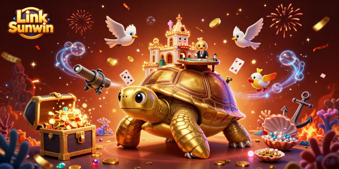 Engage in thrilling gameplay with Link Sunwin, featuring a dynamic 3D casino scene.