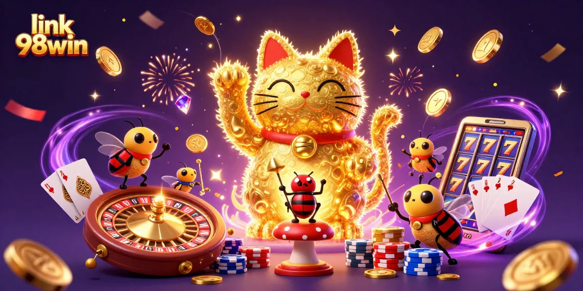 Engage with the luck of link 98win while enjoying a vivid casino experience filled with golden symbols and dynamic action.
