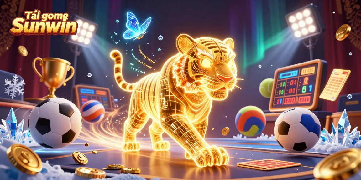 Experience thrilling action at Tải game Sunwin, where a golden tiger prowls a vibrant digital casino.