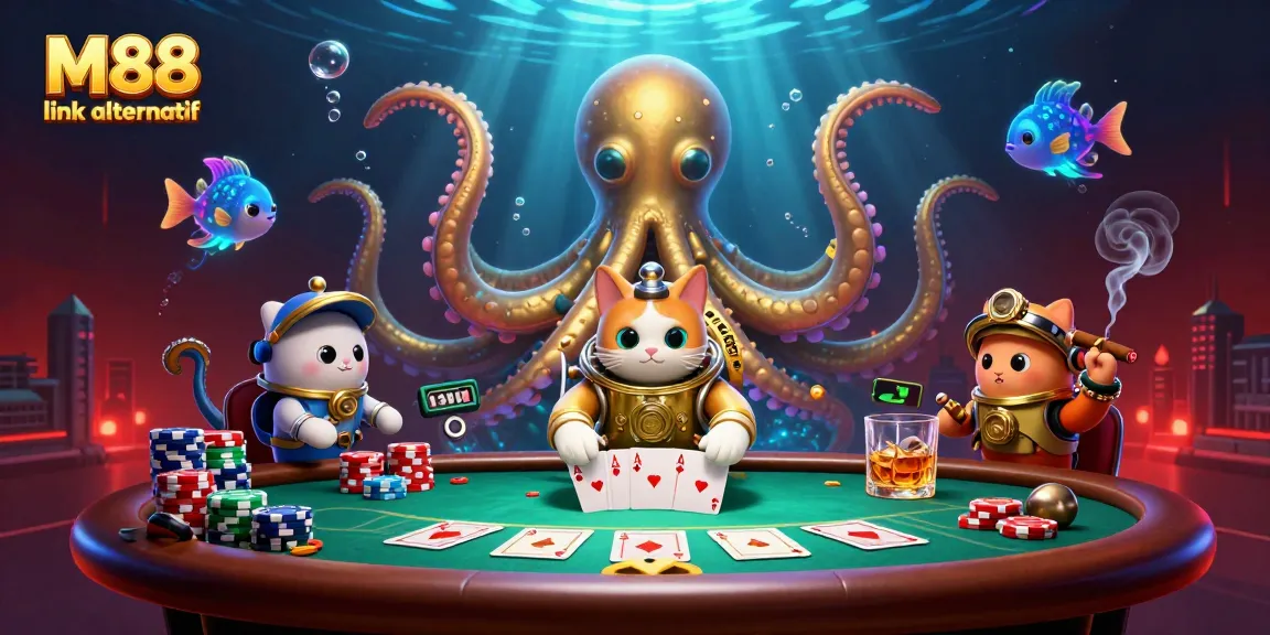 Experience M88 link alternatif with thrilling poker action amidst a fantasy ocean backdrop