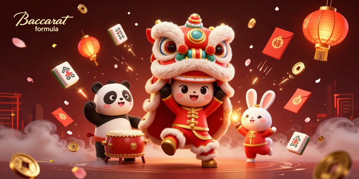 Engage with the Baccarat formula illustrated by lively characters and festive casino symbols.