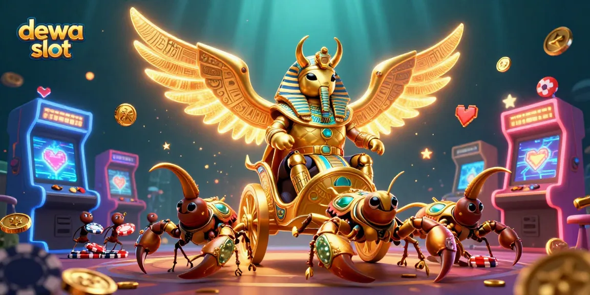 Mengalami kemenangan di dewa slot dengan ilustrasi 3D yang megah seputar kasino.