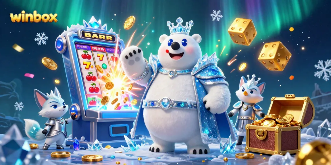 Engage with winbox's thrilling casino experience featuring a polar bear king and a snow fox.